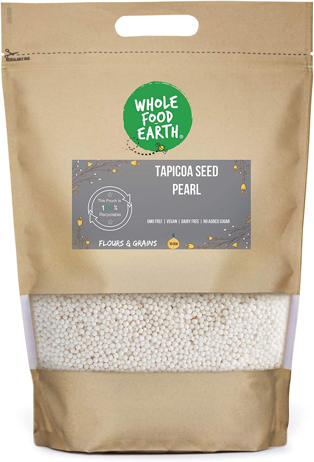 Wholefood Earth Tapicoa Seed Pearl 1kg RRP £5.15 CLEARANCE XL £2.50